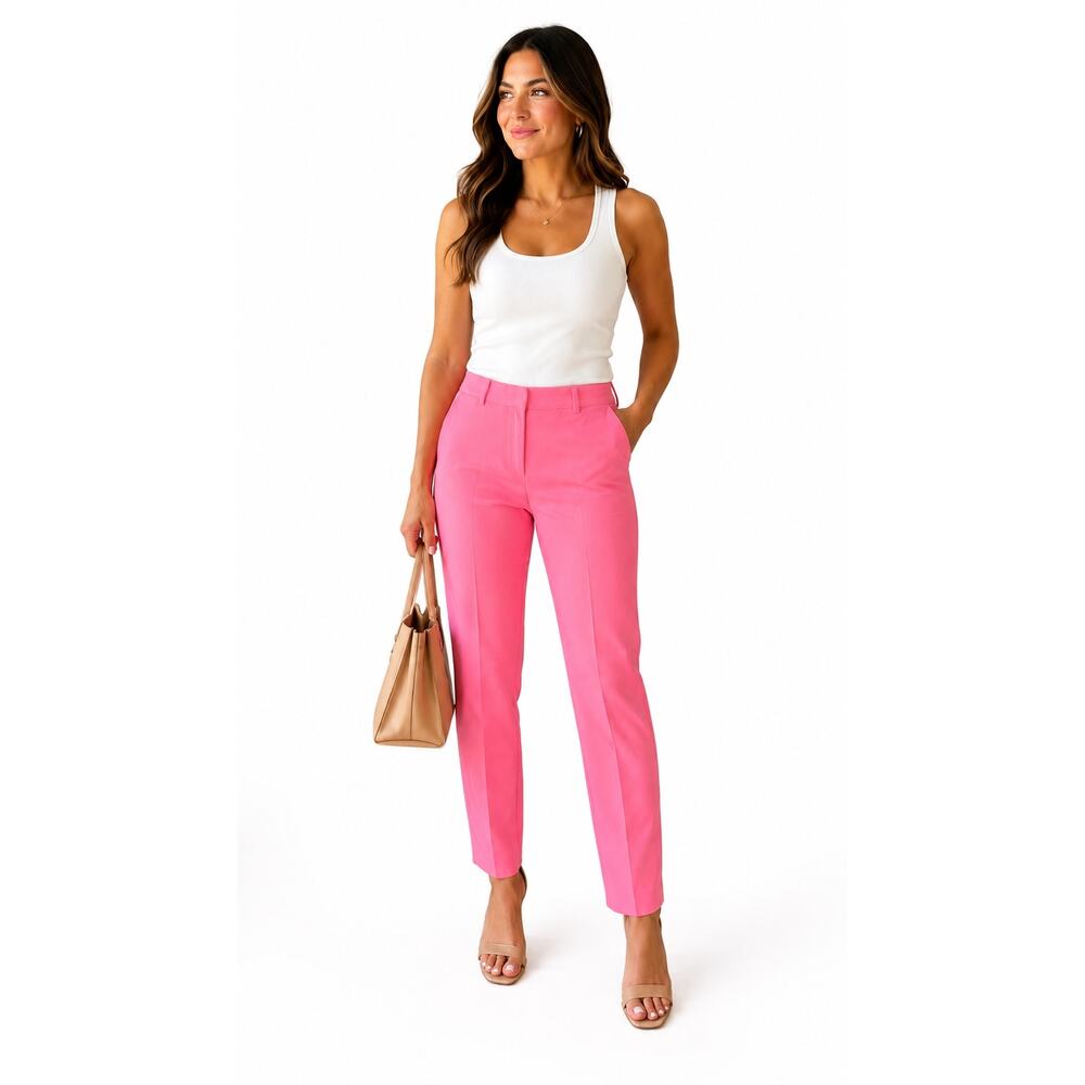 Larry Levine Pink Ankle Pants Size 12 Slim Straight Career Office Barbiecore